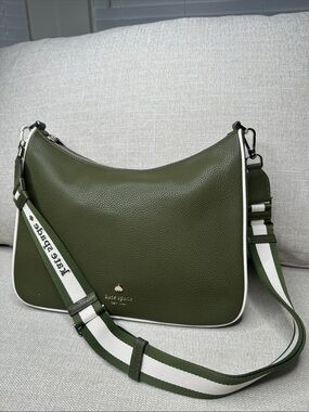 kate spade NWOT New York Olive Green Pebbled Leather Shoulder Bag